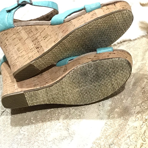 Aqua Shimmery Wedge Sandals - Picture 5 of 6